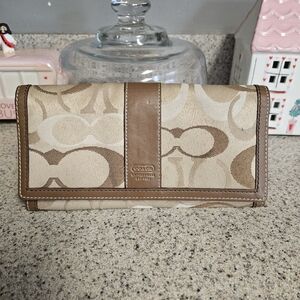 Coach Vintage Brown and Tan Signature Wallet